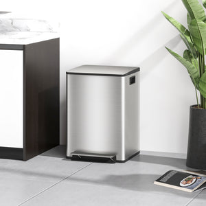 Mülleimer mit 2 Fächern Soft-Close fingerabdrucksicher 40L Edelstahl silber