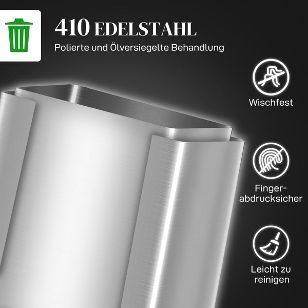 Mülleimer mit 2 Fächern Soft-Close fingerabdrucksicher 40L Edelstahl silber
