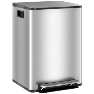 Mülleimer mit 2 Fächern Soft-Close fingerabdrucksicher 40L Edelstahl silber