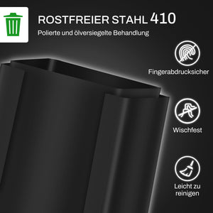 Mülleimer mit 2 Fächern Soft-Close 50L Edelstahl schwarz
