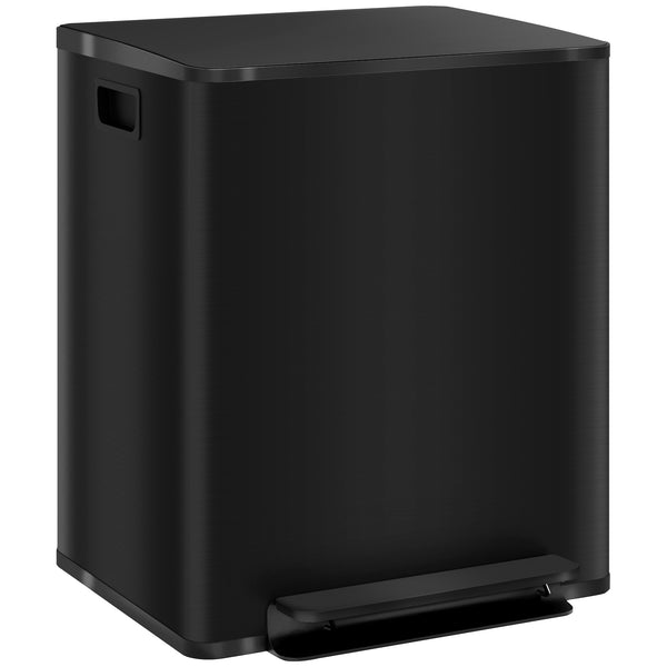 Mülleimer mit 2 Fächern Soft-Close 50L Edelstahl schwarz