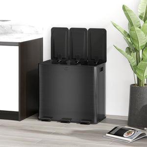 Mülleimer mit 3 Fächern geruchsdicht Soft-Close 45L schwarz