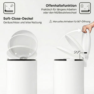 Mülleimer Treteimer mit Pedal und Deckel 30L cremeweiss