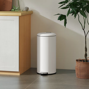 Mülleimer Treteimer mit Pedal und Deckel 30L cremeweiss