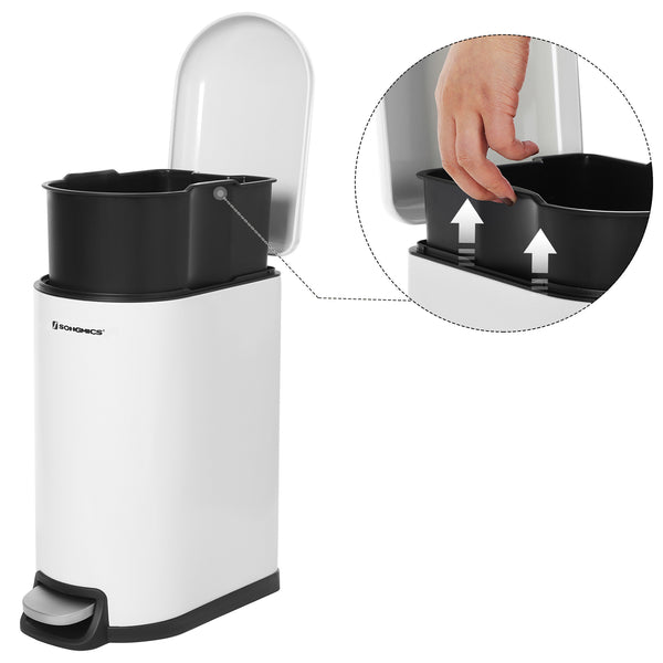Mülleimer Abfalleimer schmal 10 Liter Weiss