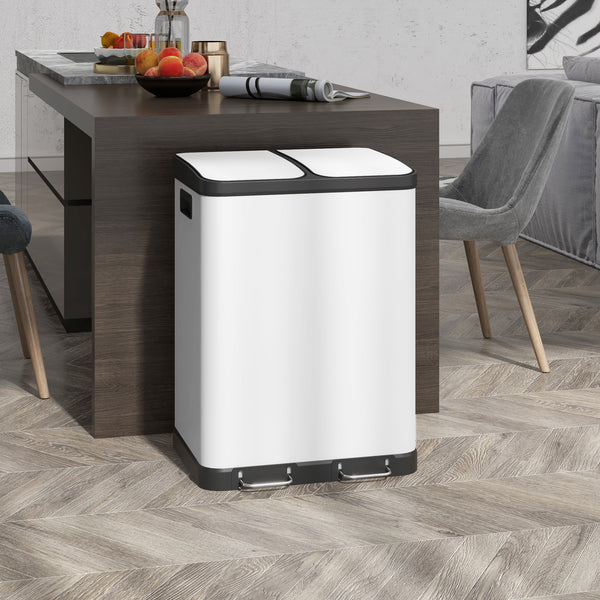 Mülleimer Doppelfach mit Pedal und Inneneimern 60L grau