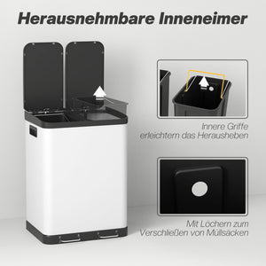 Mülleimer Doppelfach mit Pedal und Inneneimern 60L grau
