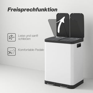 Mülleimer Doppelfach mit Pedal und Inneneimern 60L grau