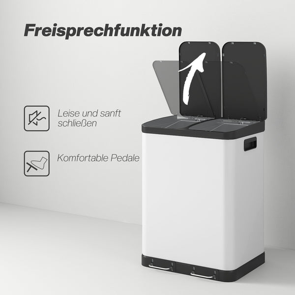 Mülleimer Doppelfach mit Pedal und Inneneimern 60L grau