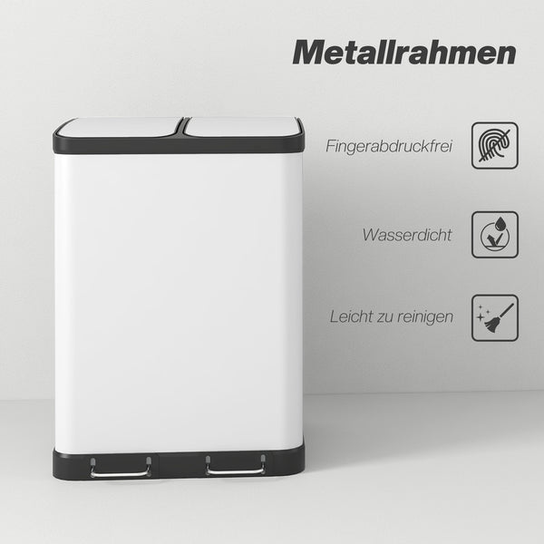 Mülleimer Doppelfach mit Pedal und Inneneimern 60L grau