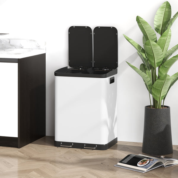 Mülleimer Doppelfach mit Pedal und Inneneimern 60L grau