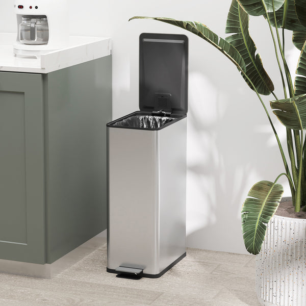 Mülleimer mit Soft-Close und Geruchsfilter fingerabdrucksicher 20L Edelstahl