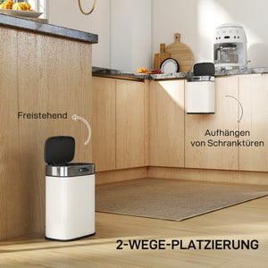 Mülleimer hängend oder stehend 5L Edelstahl cremeweiss