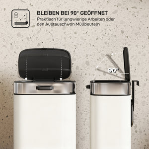 Mülleimer hängend oder stehend 5L Edelstahl cremeweiss