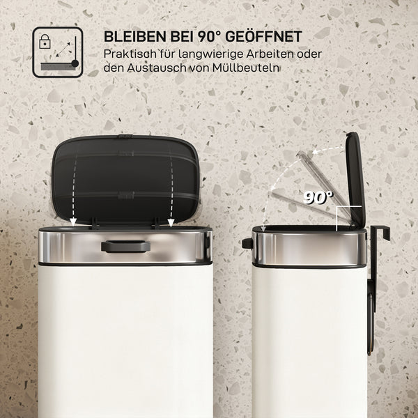 Mülleimer hängend oder stehend 5L Edelstahl cremeweiss