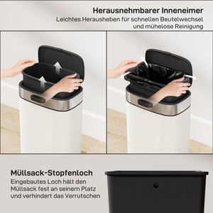 Mülleimer hängend oder stehend 5L Edelstahl cremeweiss