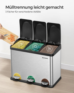 Mülleimer mit 3 Fächer und 3 Pedalen
