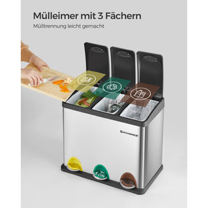 Mülleimer mit 3 Fächer und 3 Pedalen
