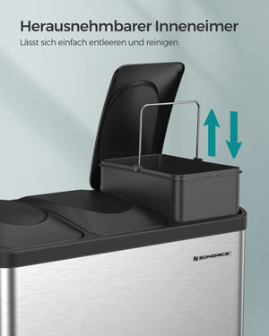 Mülleimer mit 3 Fächer und 3 Pedalen