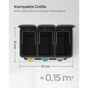 Mülleimer mit 3 Fächer und 3 Pedalen