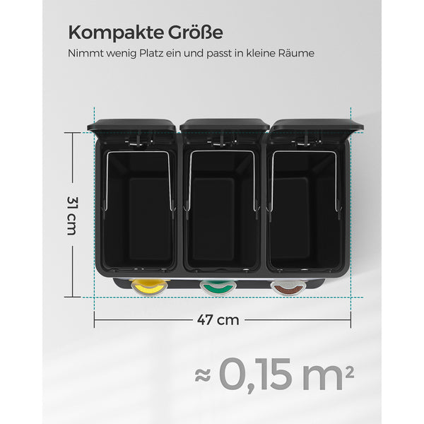 Mülleimer mit 3 Fächer und 3 Pedalen