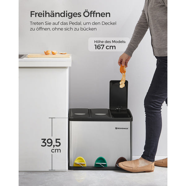 Mülleimer mit 3 Fächer und 3 Pedalen