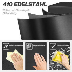 Mülleimer mit Soft-Close Deckel 20L Edelstahl schwarz