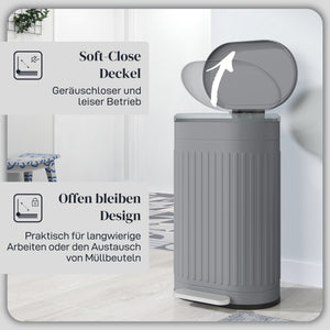 Mülleimer Treteimer mit Deckel Soft-Close 30L grau