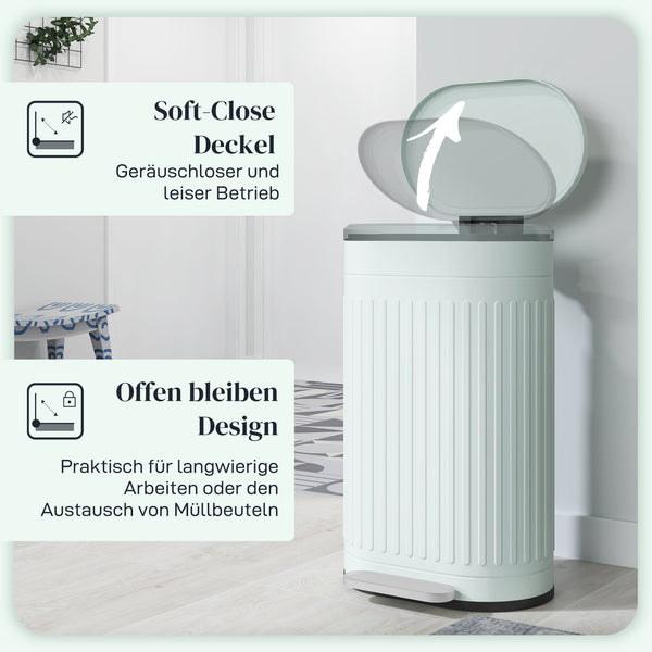 Mülleimer Treteimer mit Deckel und Soft-Close 30L grün