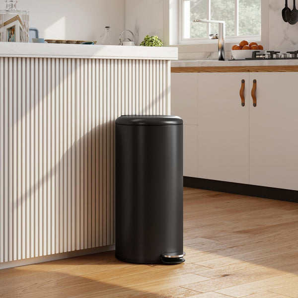 Mülleimer Treteimer mit Deckel Soft Close Inneneimer 30L schwarz
