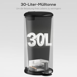 Mülleimer Treteimer mit Deckel Soft Close Inneneimer 30L schwarz