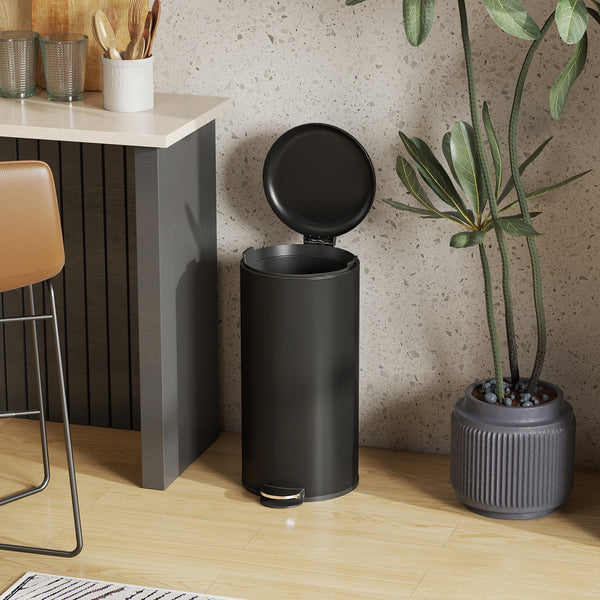 Mülleimer Treteimer mit Deckel Soft Close Inneneimer 30L schwarz