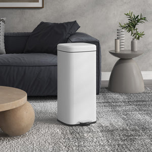 Mülleimer mit Soft-Close Fusspedal fingerabdrucksicher 30L weiss
