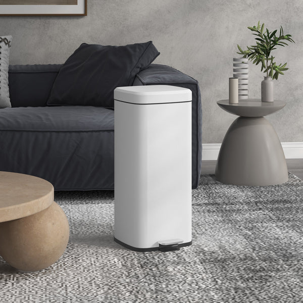 Mülleimer mit Soft-Close Fusspedal fingerabdrucksicher 30L weiss