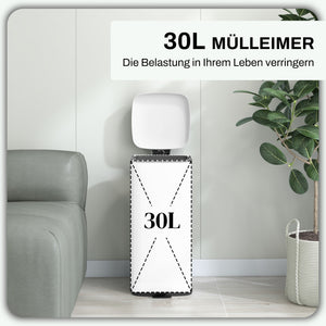 Mülleimer mit Soft-Close Fusspedal fingerabdrucksicher 30L weiss