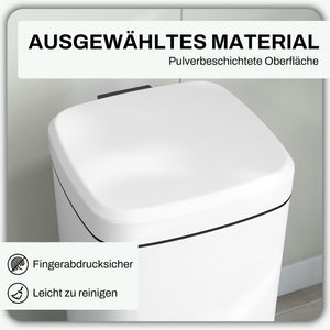 Mülleimer mit Soft-Close Fusspedal fingerabdrucksicher 30L weiss
