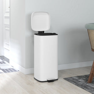 Mülleimer mit Soft-Close Fusspedal fingerabdrucksicher 30L weiss