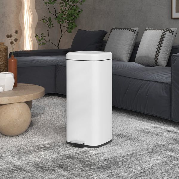 Mülleimer mit Soft-Close Fusspedal fingerabdrucksicher 30L weiss