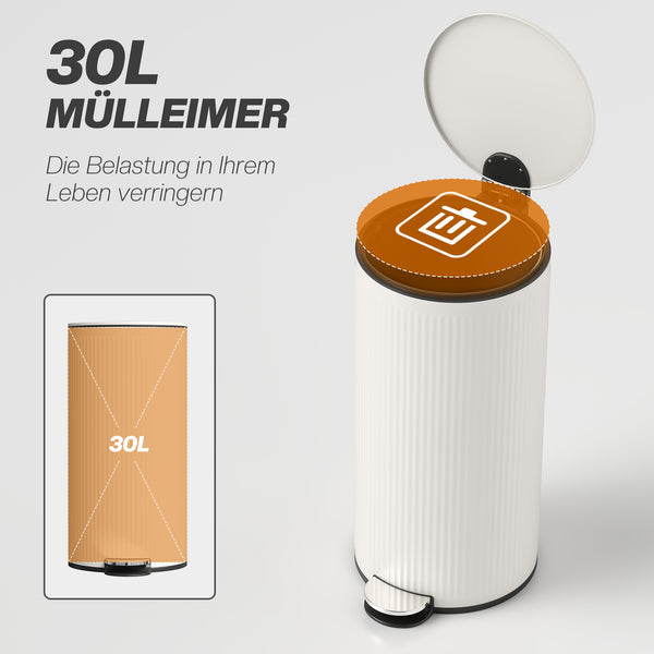 Mülleimer Treteimer mit Softclose und Pedal 30L schwarz