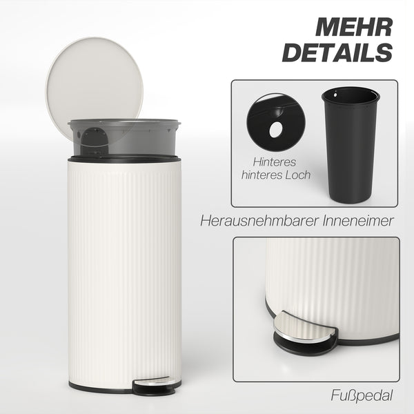 Mülleimer Treteimer mit Softclose und Pedal 30L schwarz