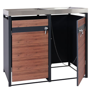 Mülltonnenbox 2er. anthrazit & dunkelbraun. mit Pflanzkasten. Metall