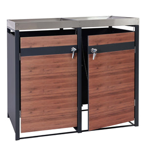 Mülltonnenbox 2er. anthrazit & dunkelbraun. mit Pflanzkasten. Metall