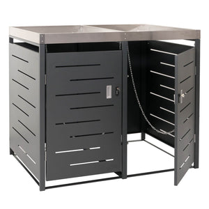 Mülltonnenbox mit Pflanzkasten aus Edelstahl & Metall. 2er Set