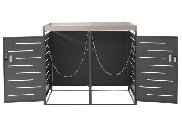 Mülltonnenbox mit Pflanzkasten aus Edelstahl & Metall. 2er Set