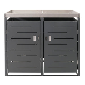 Mülltonnenbox mit Pflanzkasten aus Edelstahl & Metall. 2er Set