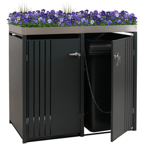 Mülltonnenbox Metall mit Pflanzkasten 2er. anthrazit. 125x132x84cm