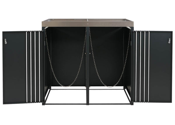 Mülltonnenbox Metall mit Pflanzkasten 2er. anthrazit. 125x132x84cm