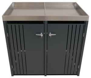 Mülltonnenbox Metall mit Pflanzkasten 2er. anthrazit. 125x132x84cm