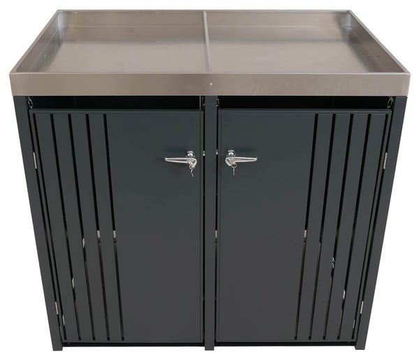 Mülltonnenbox Metall mit Pflanzkasten 2er. anthrazit. 125x132x84cm