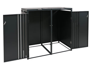 Mülltonnenbox 2er aus Metall. anthrazit. Holzoptik. abschliessbar